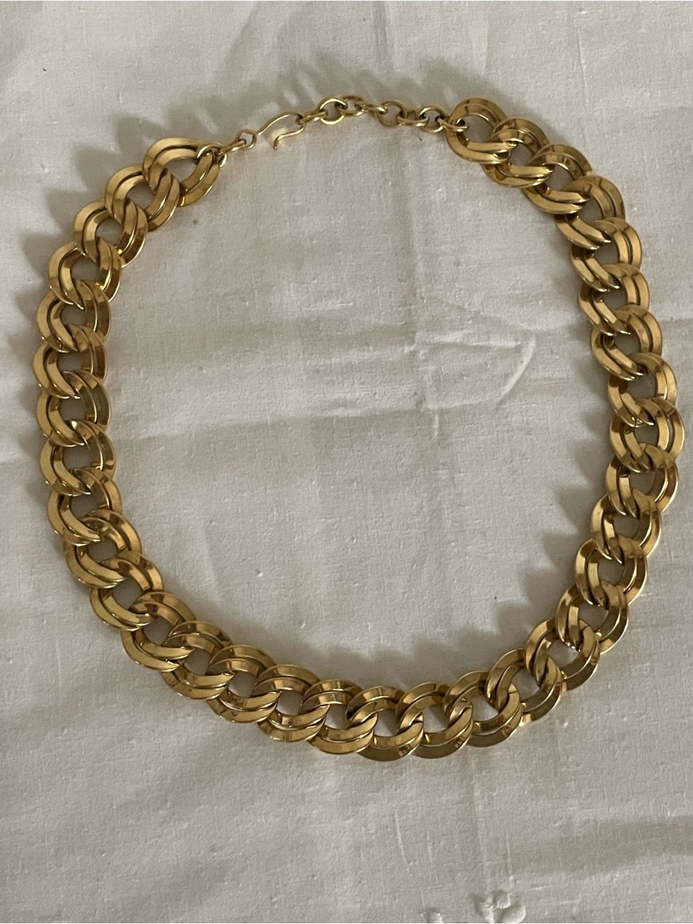 Vtg Monet Gold Tone Chunky Double Curb Chain Statement Necklace Signed 18” - Picture 5 of 5